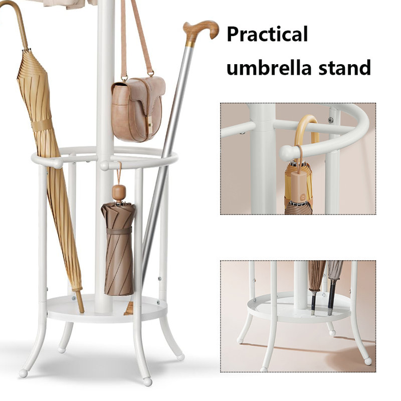 Portemanteau autoportant, portemanteau avec porte-parapluie, Blanc
