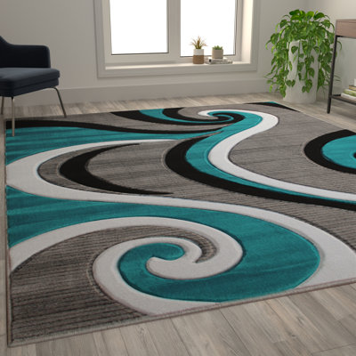 Skaghe Modern High-Low Sculpted Swirl Design Abstract Area Rug