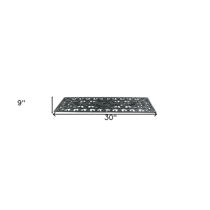 Tapis pour porte d'extérieur en caoutchouc noir 9 po x 30 po