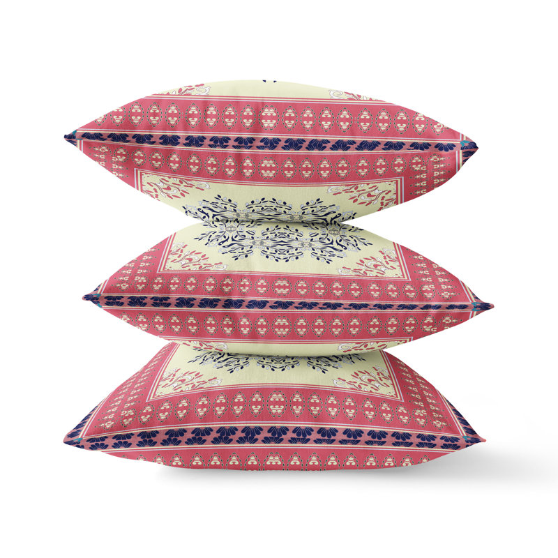 Geometric Reversible Throw Pillow, 18" x 18", Pink Grey