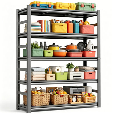 Étagère de rangement à 5 niveaux pour bureau L 36 po x P 16 po x H 72 po Étagère robuste en acier laminé à froid Design anti-basculement réglable pour l'espace de travail Fournitures de bureau