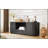 64-Inch Wavy TV Stand, Rounded Sideboard with Storage Cabinet, Wooden Vertical Stripes for Modern Living Spaces-1873765302