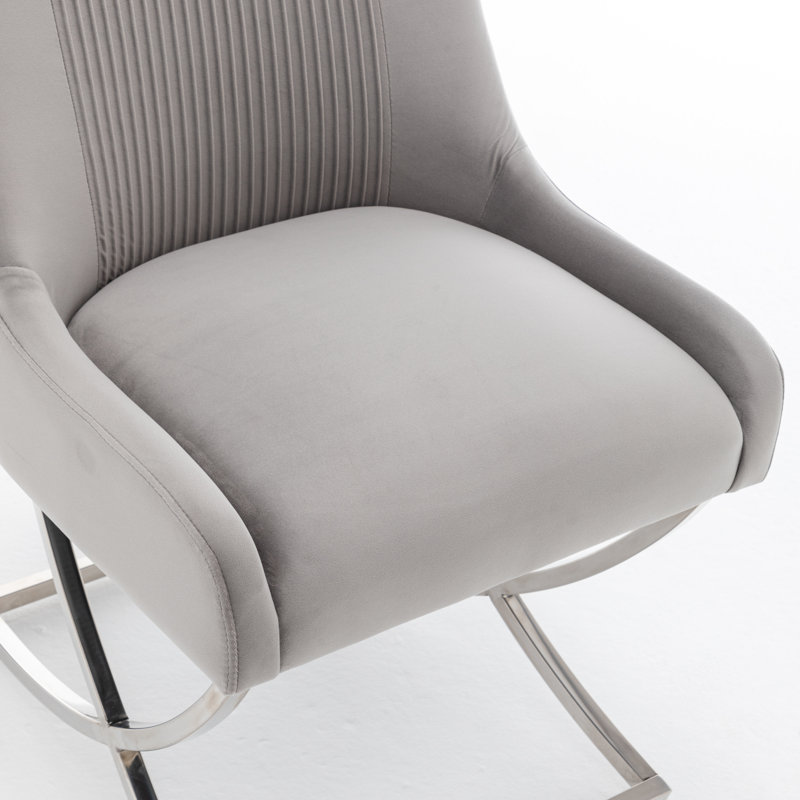 Elian Velvet Upholstered Side Chair, Gray, 4