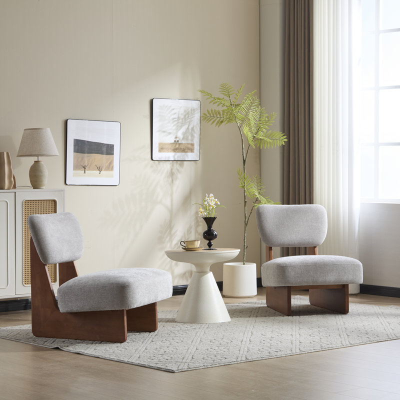 Chaises d'appoint rembourrées en tissu Vierra, Noyer, Gris clair