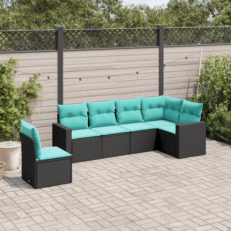 Ensemble de canapé de jardin en polyuréthane, Sarcelle, Noir