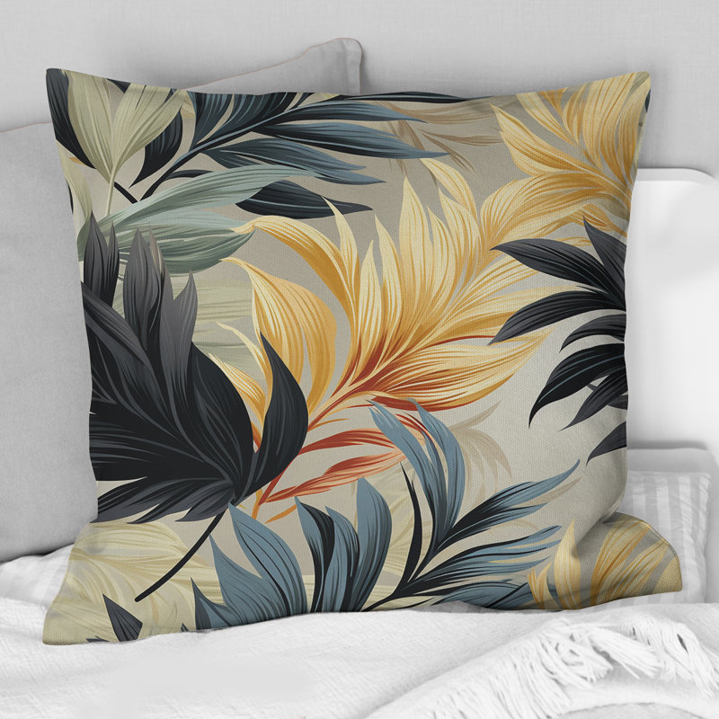 Coussin décoratif à motif tropical - III, H 16 po x l 16 po