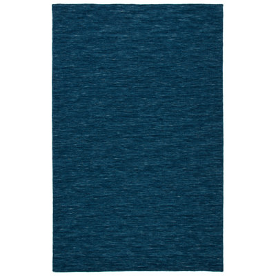 Tapis en laine / coton tissé à la main Batum en bleu / bleu marine