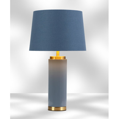 Cylinder 55cm Metal Ceramic look Table Lamp
