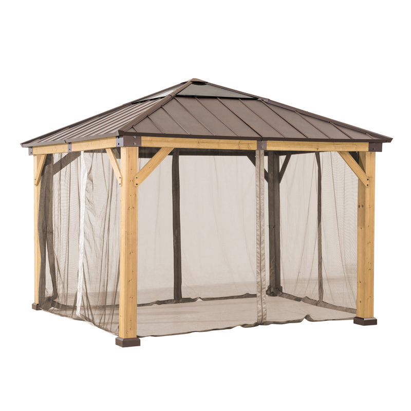 Khaki Polyester Replacement Mosquito Netting for 9x9 ft Wood Gazebo