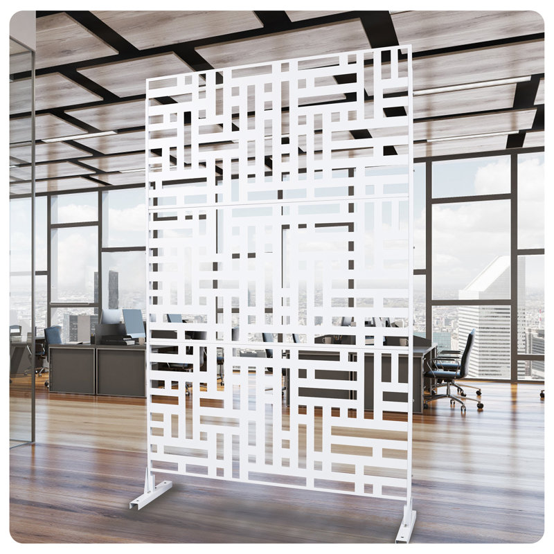 Metal Outdoor Privacy Screen, 76" H x 48" W x 16" D, Blanc