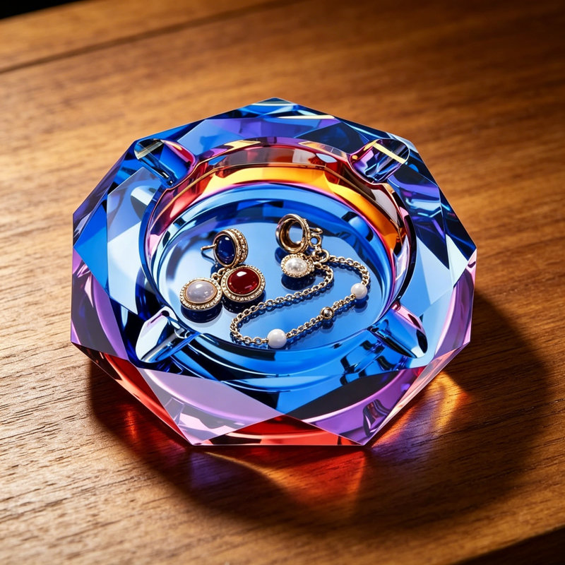 Cendrier à cigare en cristal brillant, cendrier de bureau élégant, accessoire pratique pour le bureau à domicile, cendrier cadeau bleu de qualité supérieure