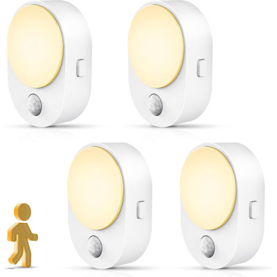 Plug In Night Light With Motion Sensor And Dusk To Dawn Sensor 4 Pack 3000K Soft 3060100LM Dimmable For Bathroom Hallway Kitchen