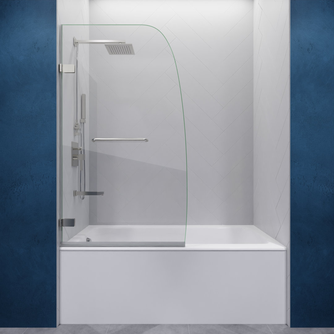 Vensea 31.5" W x 58" H Hinged Frameless Tub Door with Tsunami Guard ANZZI 