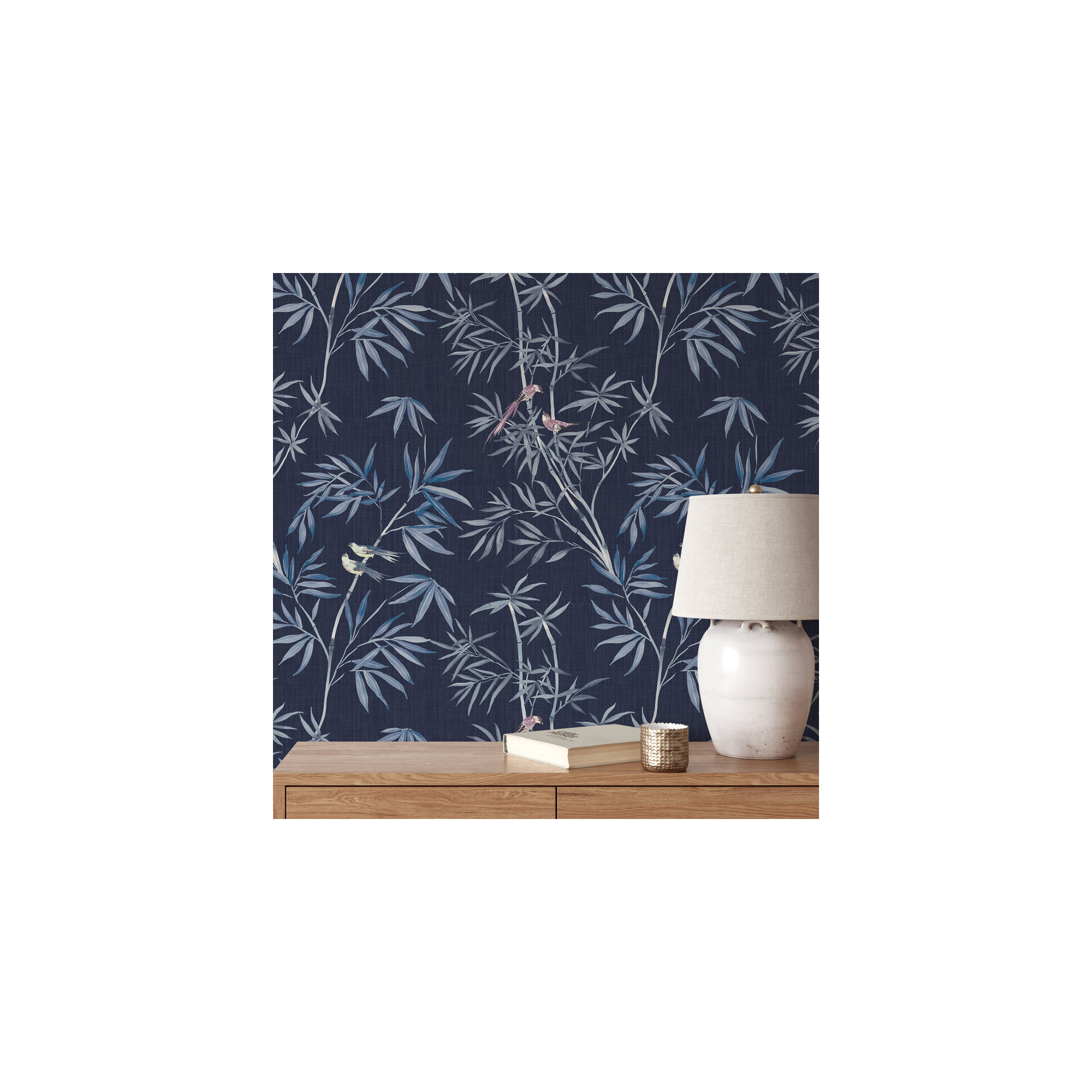 Bamboo Chinoiserie Peel and Stick Wallpaper, Nightfall