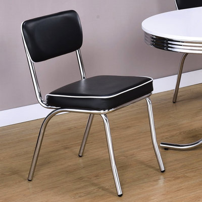 2 Upholstered Side Chairs, Black & - Decoration With Comfortable Seat Cushion And Frame For Dining Of Chairs In Distinctive Vintage Look Cushioned Robust Framework