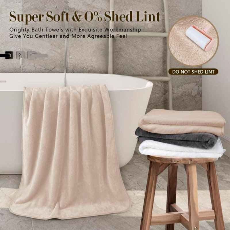 Microfiber Bath Towels Pack Of  Soft Feel Highly Absorbent Quick Drying For Body Sport Yoga SPA Fitness, Brown