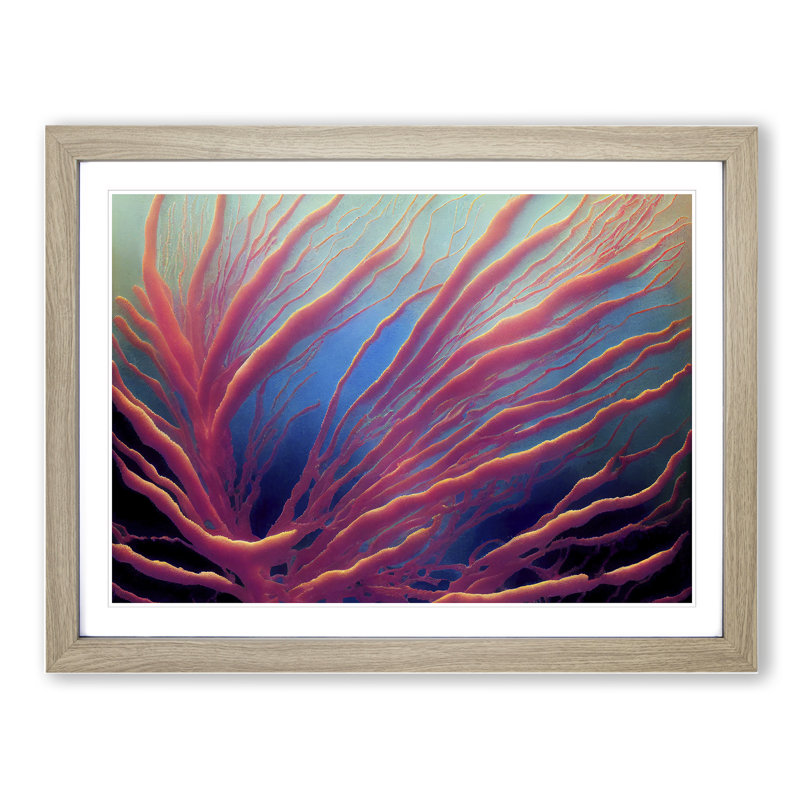 XH1022-2352X Coral Reef Vol.3 - Single Picture Frame Painting, 34cm H x 46cm W x 2cm D, Oak