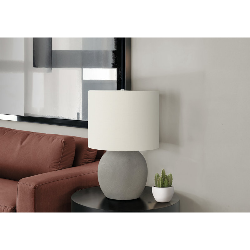 Éclairage, lampe de table, béton gris, abat-jour ivoire / crème, contemporain