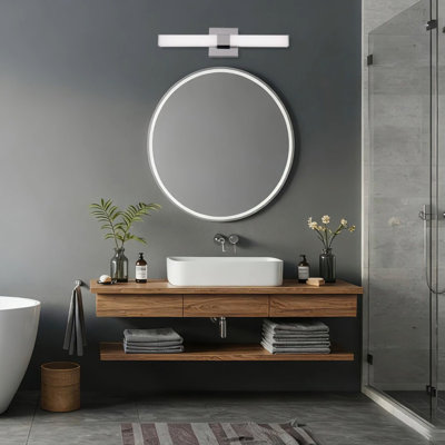 Cube Advantage 24in LED Bathroom Vanity and Wall Light 5-CCT 2700-3000-3500-4000-5000K Selectable Color Temperature 24W 1,700 Lumens in Brushed Nickel