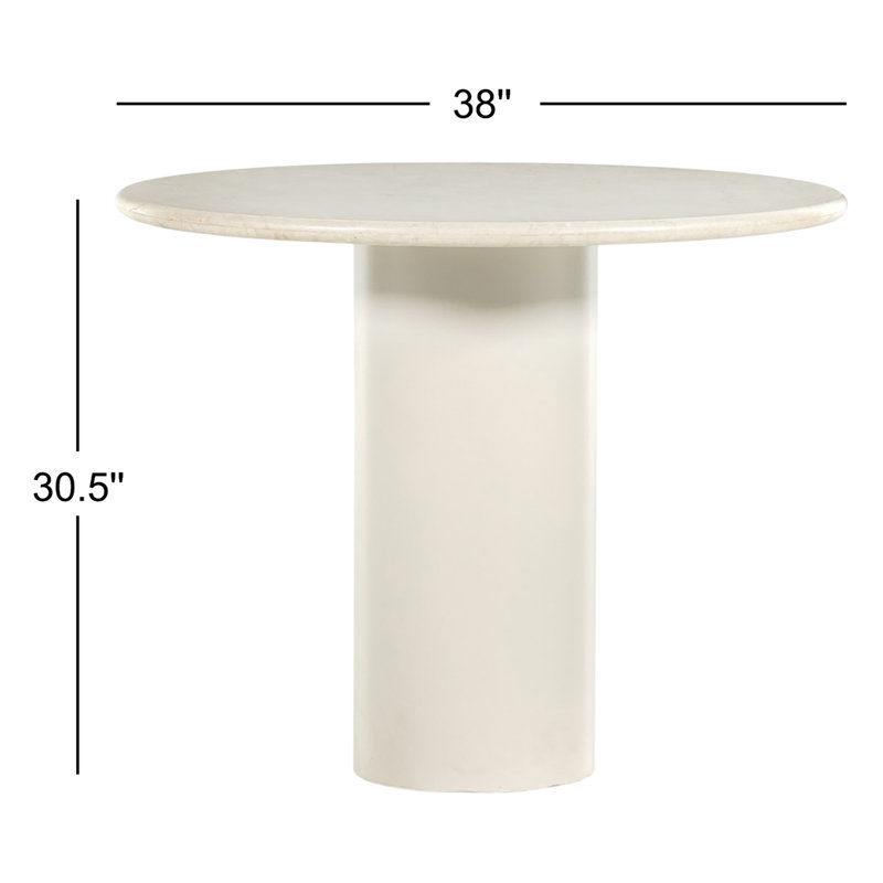 Belle Round Marble Dining Table, Cream Marble/Ivory Iron
