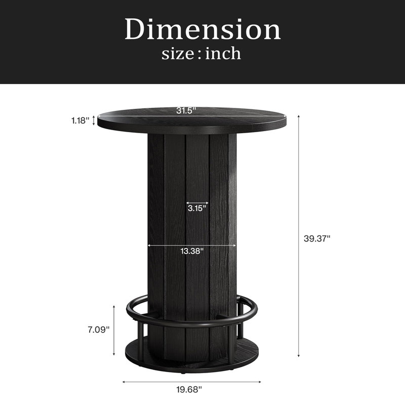 Small Meeting Table,Bar Table,Round Dining Table, Black
