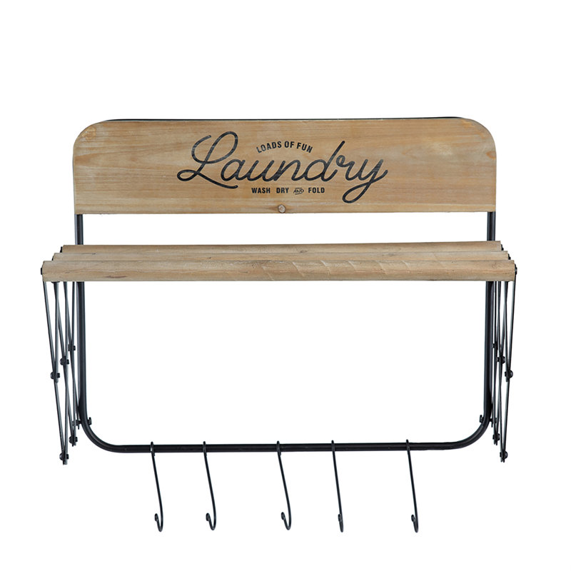 Laundry Rack with Accordion Design - 20" x 14" x 20" - Brown and Black