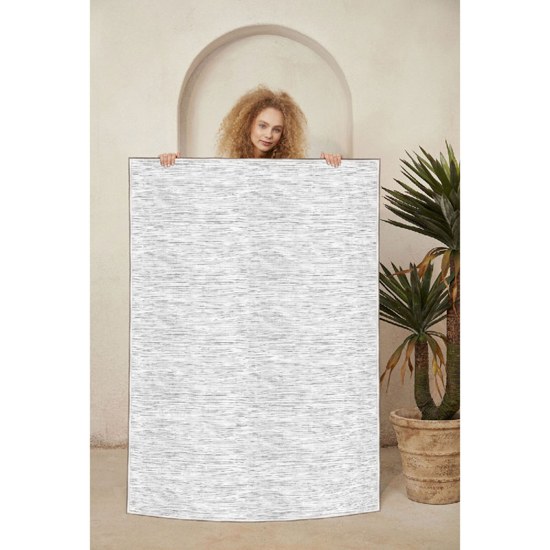 Luxurious Cotton Area Rug, 2.6 x 4.0 Feet | 100% Cotton, 1200 g/m2, Pile Height: 0.4 in, Total Thickness: 0.3 in | Antibacterial, Non-Slip PVC Underside, Machine Washable | Elegant Cream & Grey Design for Home Décor