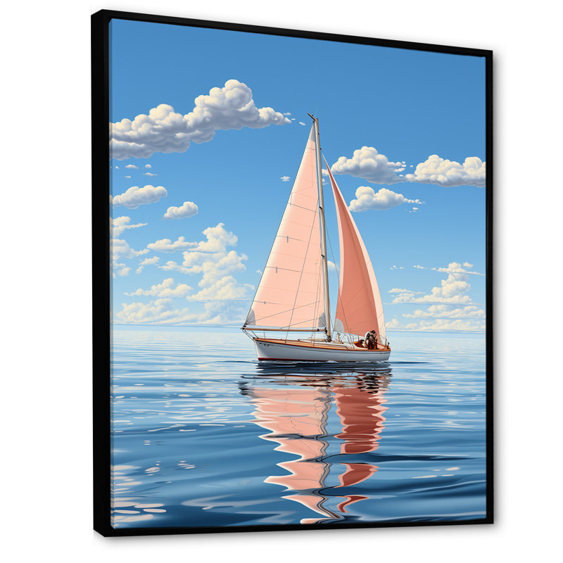 Coastal Calm Minimalisme Voilier Photo II - Décoration murale nautique et plage, H 32 po x l 16 po x P 1 po