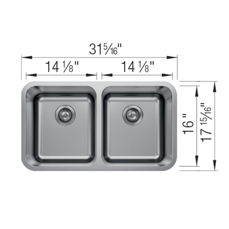 Évier de cuisine en acier inoxydable à double cuve encastrable 31 po 50/50 Stellar