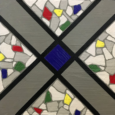Mini-Square X Marks The Spot Painting by Eddie Bruckner