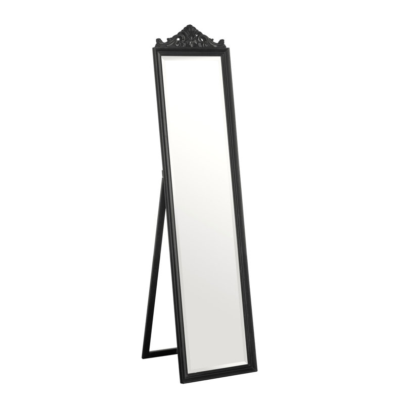 Boudoir Solid Wood Flat Floor Mirror, Black