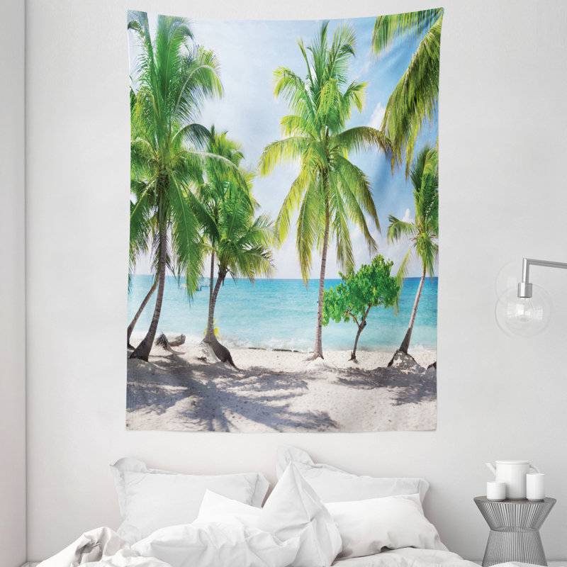 Tapisserie en polyester avec feuilles de palmier, H 80 po x l 60 po