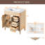 Meuble-lavabo autoportant cannelé traditionnel de 30 po avec pieds en bois d'hévéa, couleur bois naturel
