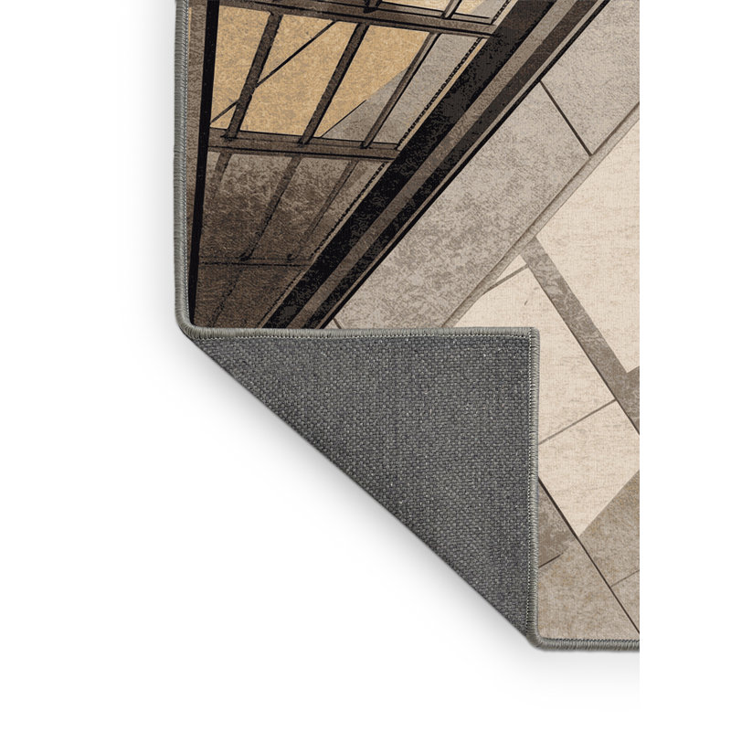 Soft Plush Collier Louvre Glass Pyramid Classic Checkered Area Rug in Gray – Gray Binding, 7x10