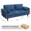 170cm Wide Velvet Sofa 2 Seater Couch with Tufted Seat Cushion
