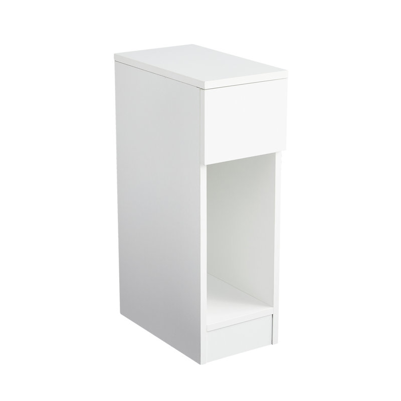 Wooden Bedside Table with Open Shelf and Drawer – Ava by, White
