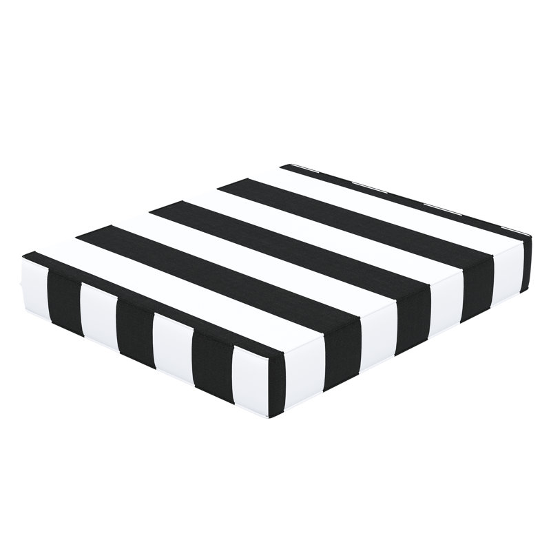 Coussin de siège pour repose-pieds Sunbrella®, Cabana classique à rayures noires Sunbrella®, 26 po x 24 po