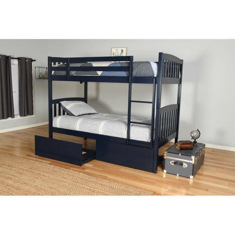 Lit superposé simple au-dessus de simple avec tiroirs de rangement, matelas non inclus Thomson, Twin Over Twin, Marine