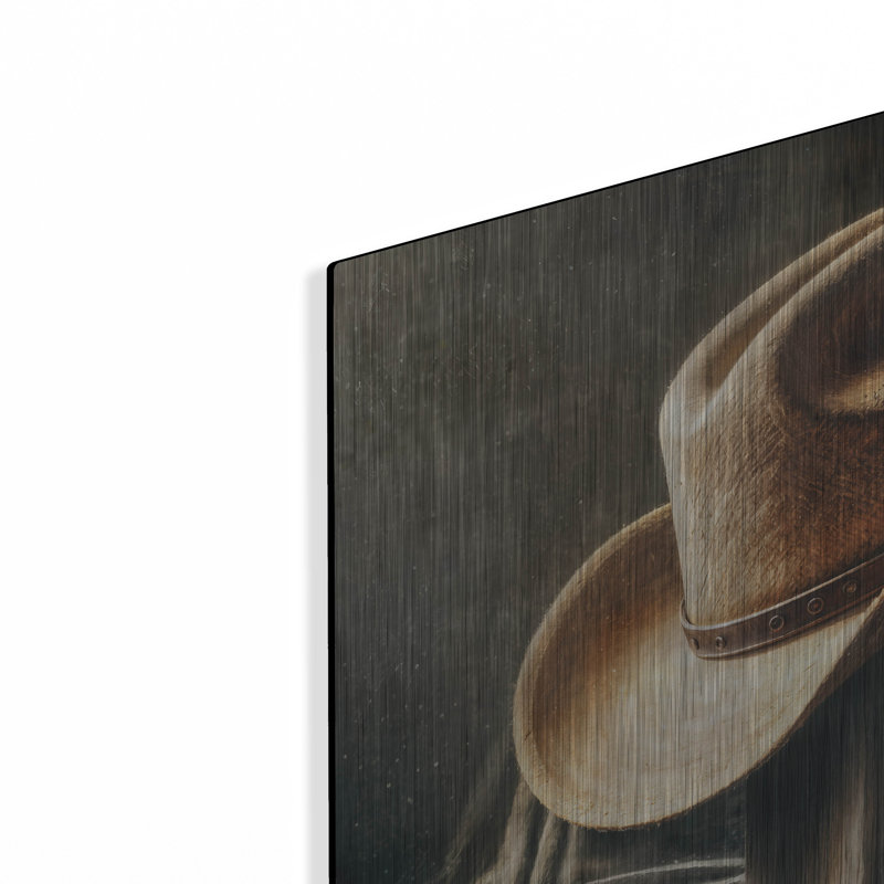  'Wester Style Decor Cowboy Boots And Hat' by Rey Klimt Metal Wall Art, 36" x 36"