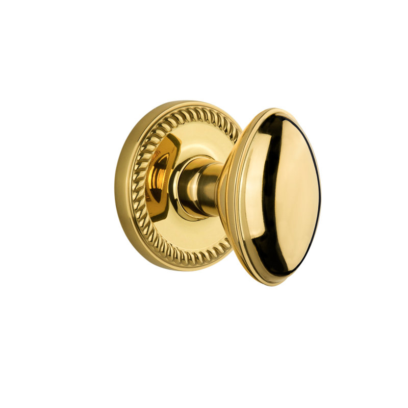 Grandeur Newport Rosette Passage with Eden Prairie Door Knob, Polished Brass, 2 3/8"