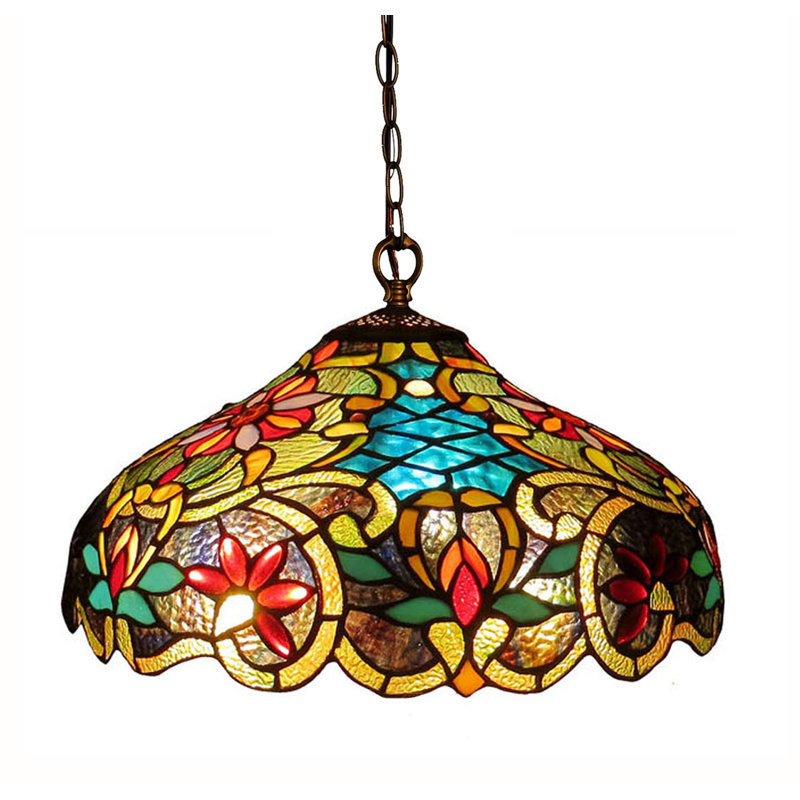  Leslie Tiffany-Style Victorian 2 Light Ceiling Pendant Fixture 18" Shade