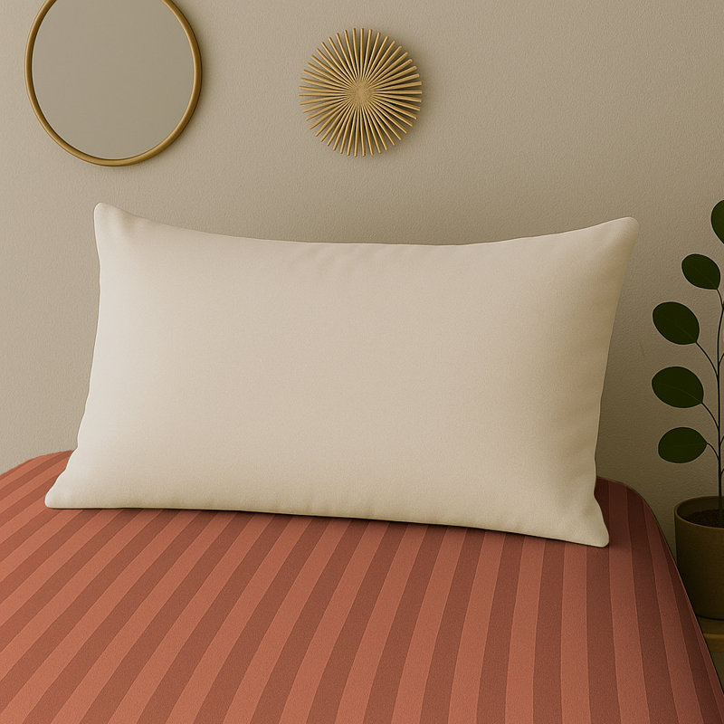 40cm Deep Pocket Microfiber Stripe Fitted Sheet, Rust, Double (4'6)