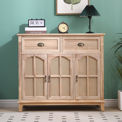 Burlywood Solid Wood Rectangular Console Table