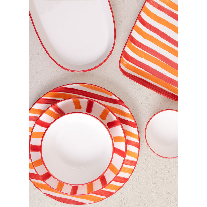 Élégant plateau en céramique orange de 13,4 po x 9,8 po x 0,8 po | 100% lavable au lave-vaisselle, parfait pour servir les hors-d'œuvre et les plats principaux | Vaisselle élégante pour le divertissement à la maison et les occasions spéciales
