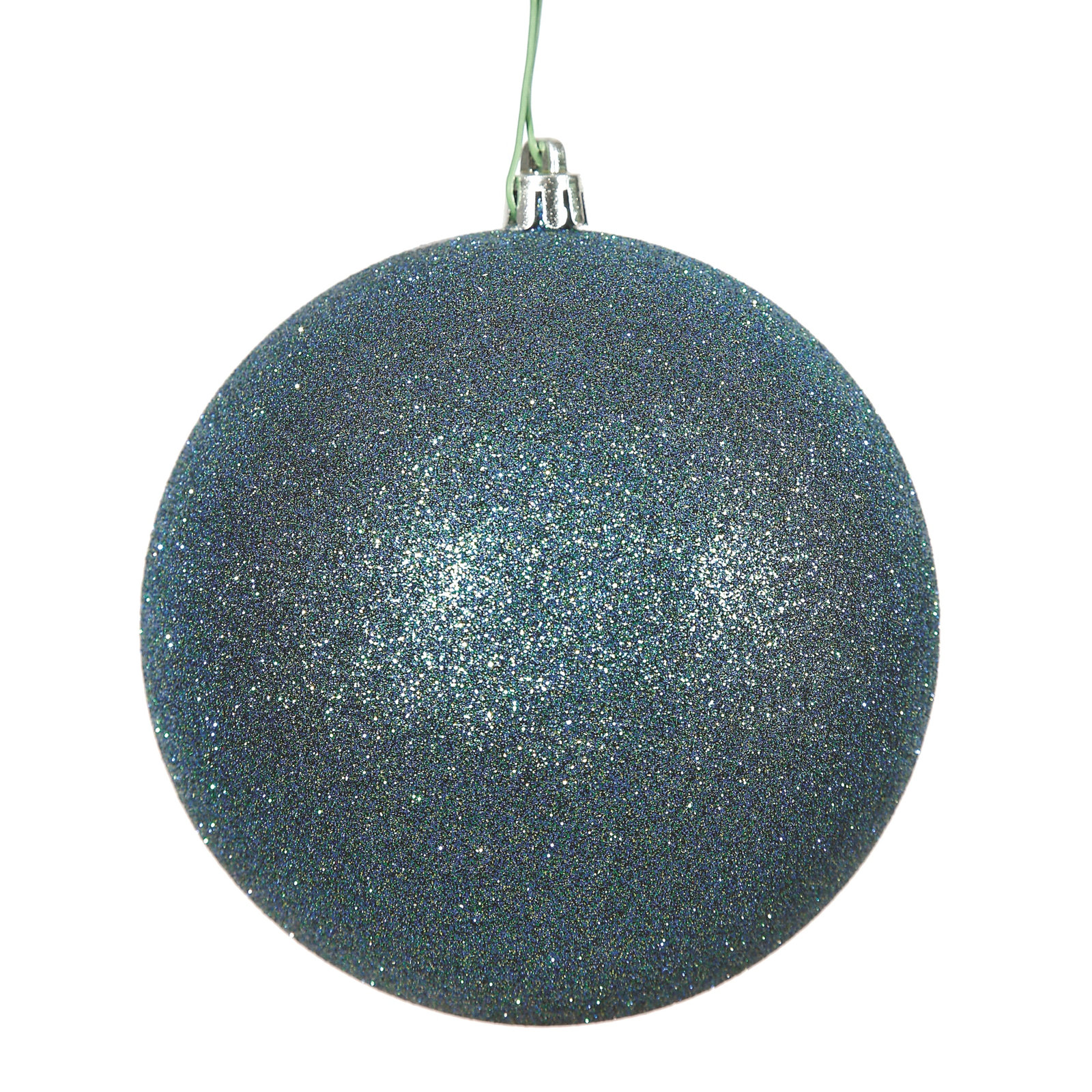 Holiday Décor Ball Ornament, 3" H x 3" W x 3" D, Sea Blue Glitter