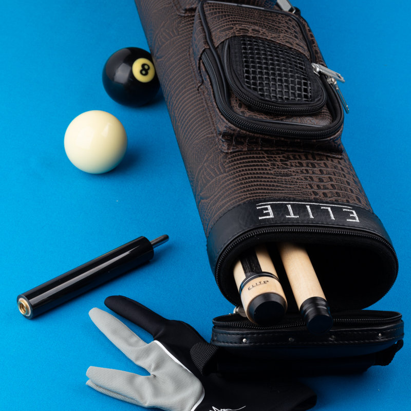 34" 2 Butts and 4 Shafts Leather Pool Cue Case, Black
