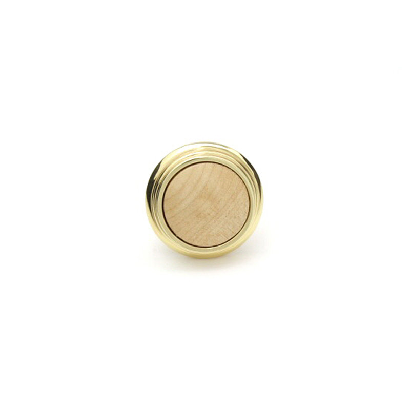 Polished Brass and Natural Maple Cabinet Knob