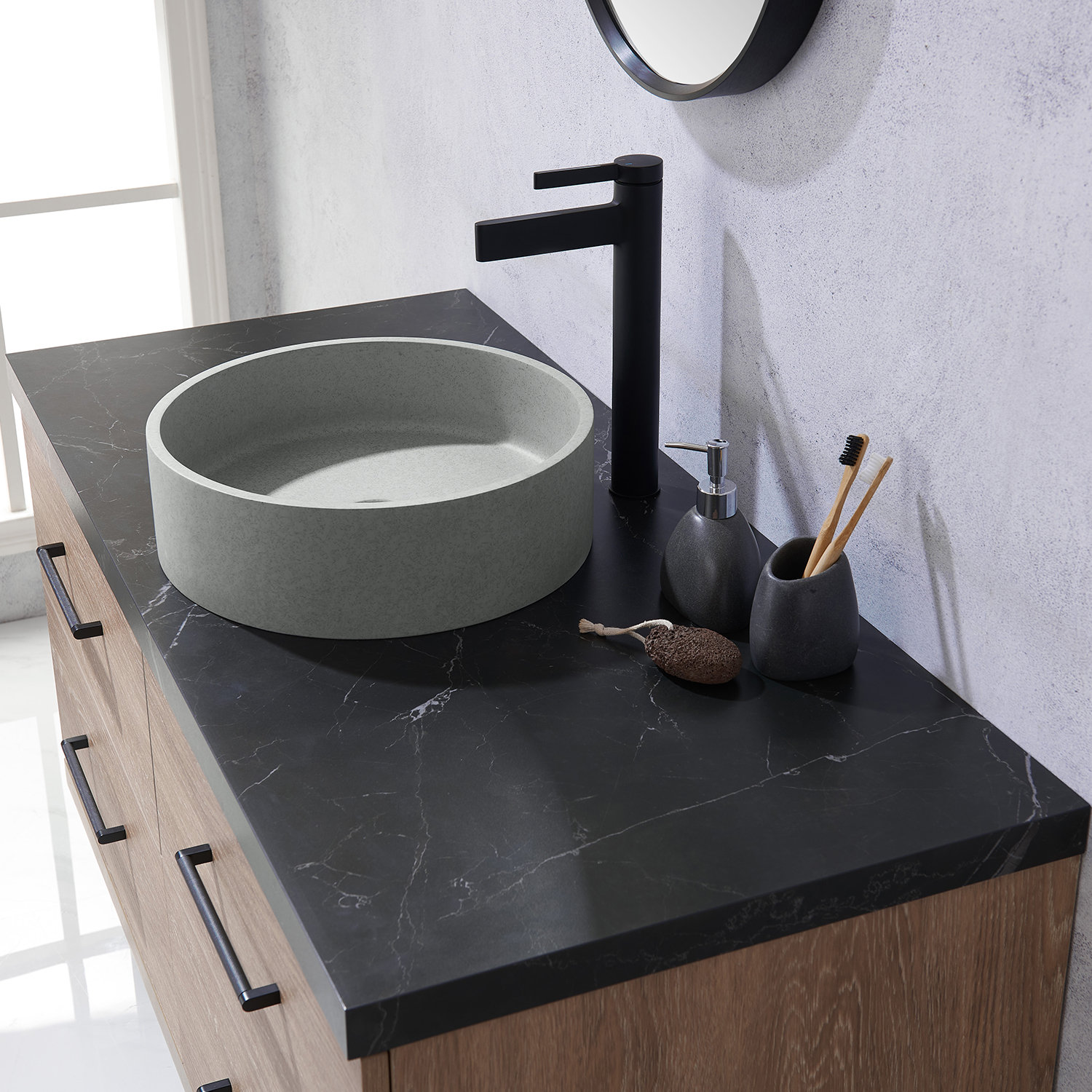 Dasher 48'' Single Bathroom Vanity with Mirror, Circle