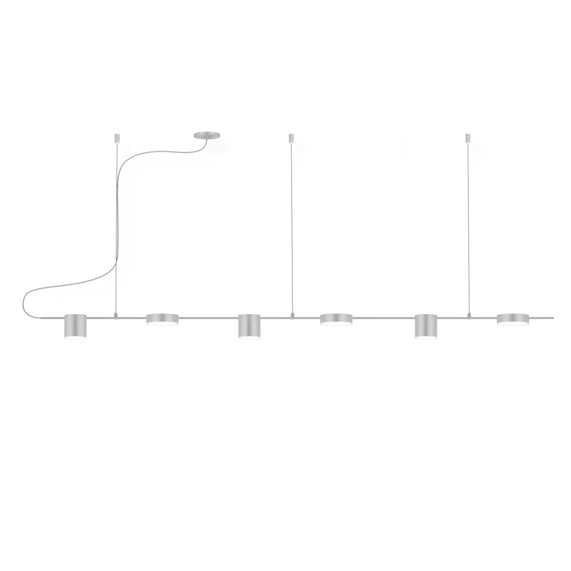 Counterpoint 6 - Light LED Kitchen Island Pendant, Bright Satin Aluminum