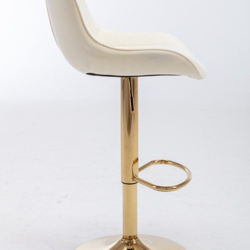 Tabourets de bar réglables en hauteur avec base chromée et pieds dorés, ensemble de 2, parfaits pour les cuisines et les bars modernes, tabouret de bar